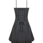 freya gothic black buckle & lace up skater dress by dark in love