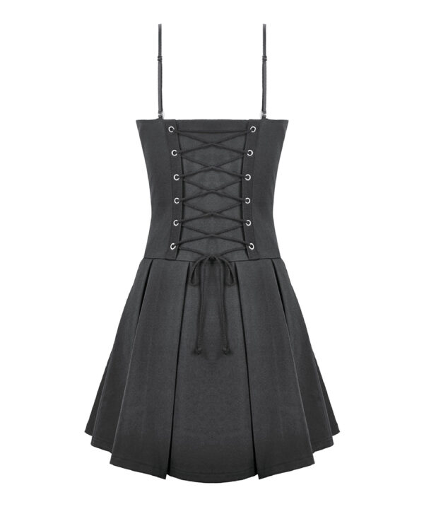 freya gothic black buckle & lace up skater dress by dark in love