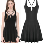 serrafina gothic black cross back skater dress by dark in love