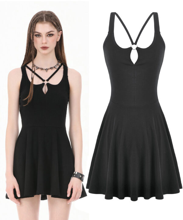 serrafina gothic black cross back skater dress by dark in love