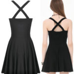 serrafina gothic black cross back skater dress by dark in love