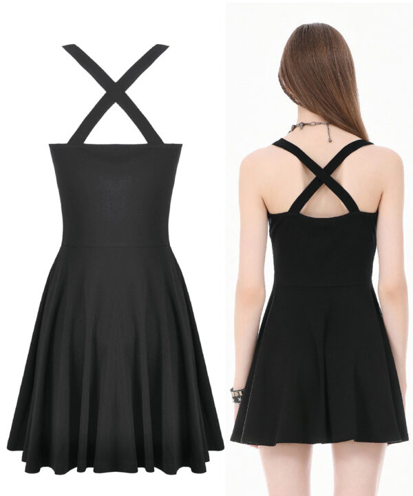 serrafina gothic black cross back skater dress by dark in love