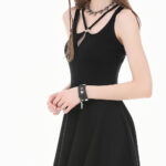 serrafina gothic black cross back skater dress by dark in love