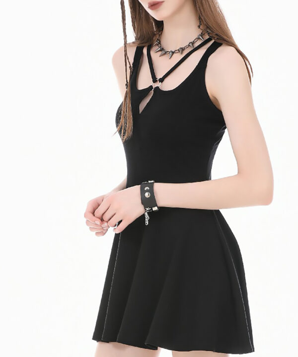 serrafina gothic black cross back skater dress by dark in love