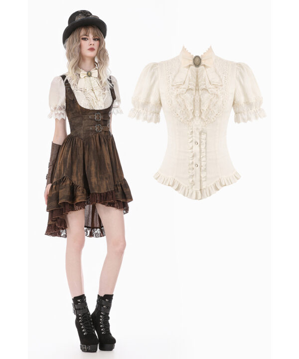 ophelia cream lace & ruffle gothic blouse by dark in love