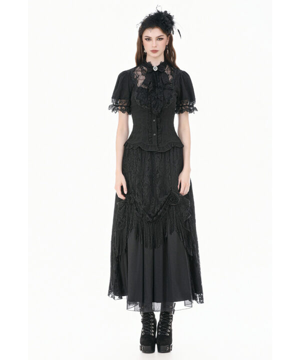 cordelia black lace & ruffle gothic shortsleeve blouse by dark in love