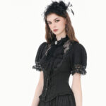 cordelia black lace & ruffle gothic shortsleeve blouse by dark in love