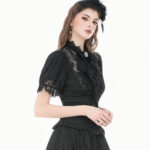 cordelia black lace & ruffle gothic shortsleeve blouse by dark in love