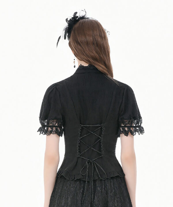 cordelia black lace & ruffle gothic shortsleeve blouse by dark in love