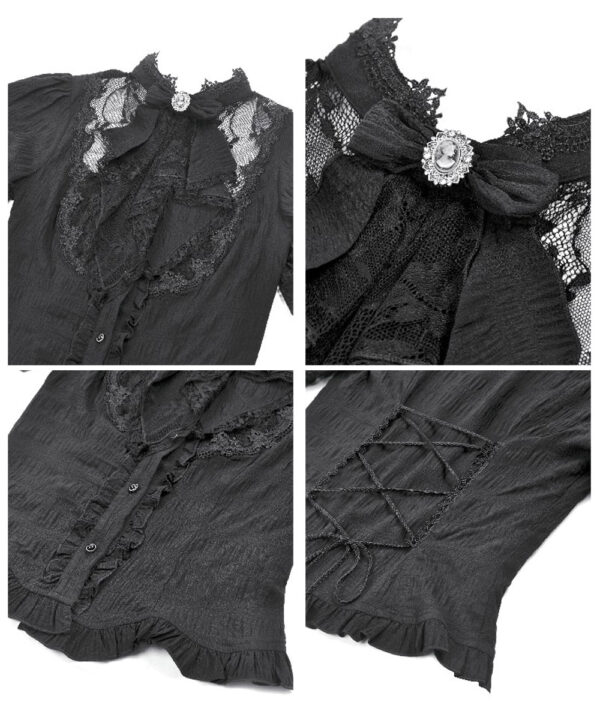 cordelia black lace & ruffle gothic shortsleeve blouse by dark in love