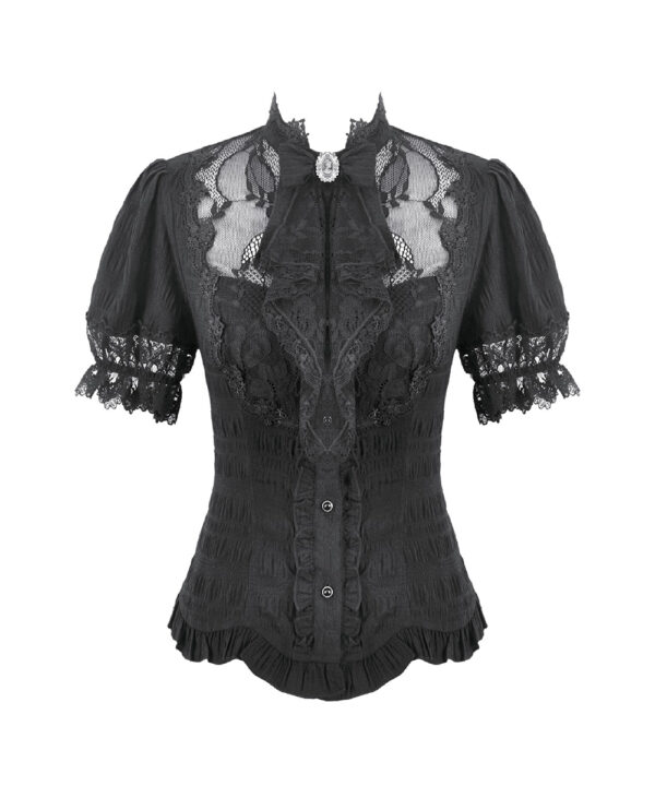 cordelia black lace & ruffle gothic shortsleeve blouse by dark in love