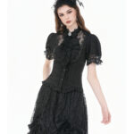 cordelia black lace & ruffle gothic shortsleeve blouse by dark in love