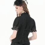 cordelia black lace & ruffle gothic shortsleeve blouse by dark in love