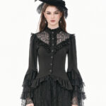 morticia black lace bell sleeve gothic blouse by dark in love