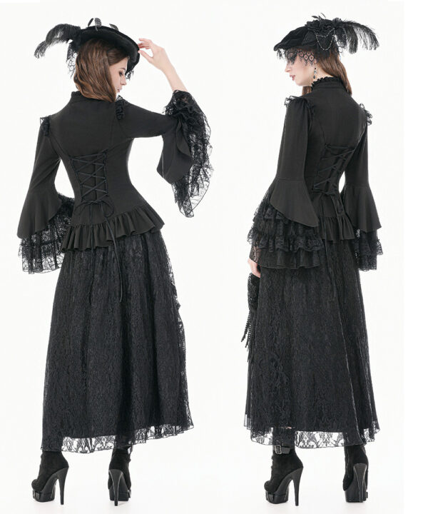 morticia black lace bell sleeve gothic blouse by dark in love