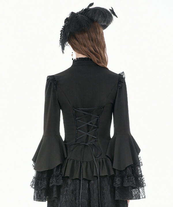 morticia black lace bell sleeve gothic blouse by dark in love