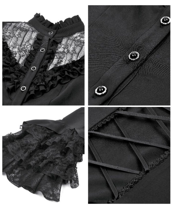 morticia black lace bell sleeve gothic blouse by dark in love