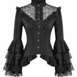 morticia black lace bell sleeve gothic blouse by dark in love
