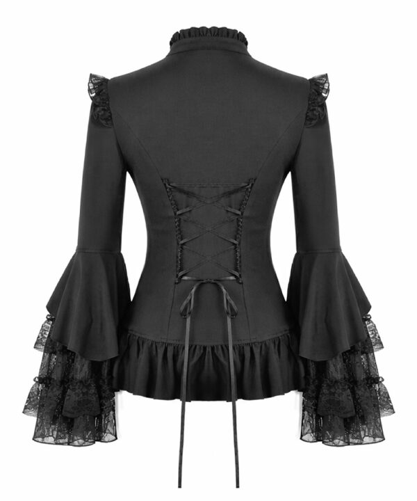 morticia black lace bell sleeve gothic blouse by dark in love