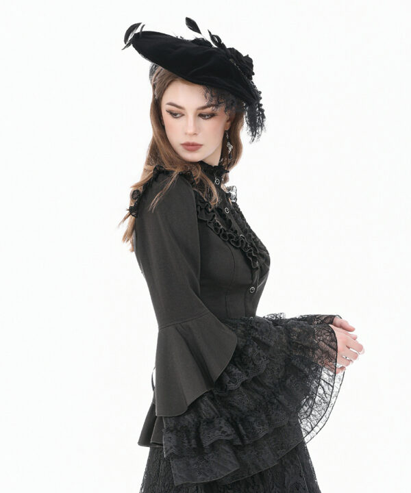 morticia black lace bell sleeve gothic blouse by dark in love