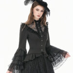 morticia black lace bell sleeve gothic blouse by dark in love