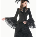 morticia black lace bell sleeve gothic blouse by dark in love