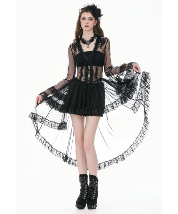 evangeline gothic black sheer lace overlay dress by dark in love