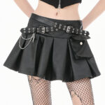 roxanne black faux leather buckle gothic skater skirt by dark in love