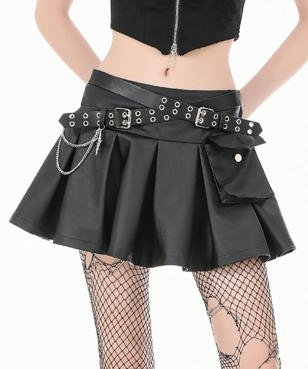roxanne black faux leather buckle gothic skater skirt by dark in love