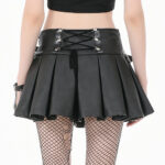roxanne black faux leather buckle gothic skater skirt by dark in love