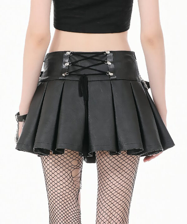 roxanne black faux leather buckle gothic skater skirt by dark in love