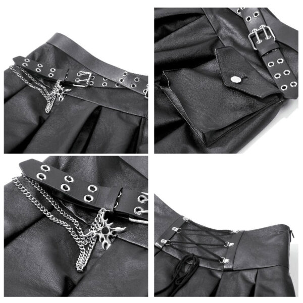 roxanne black faux leather buckle gothic skater skirt by dark in love
