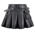 roxanne black faux leather buckle gothic skater skirt by dark in love