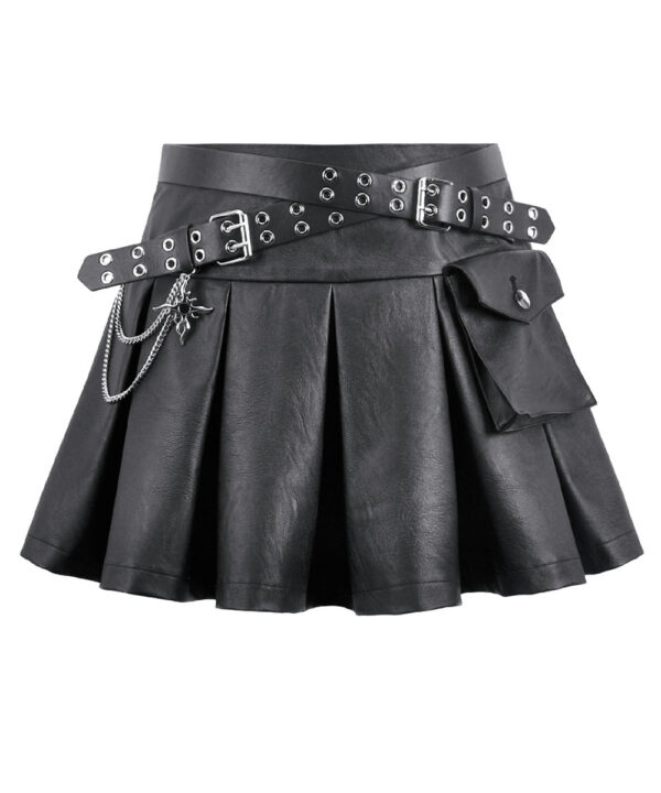 roxanne black faux leather buckle gothic skater skirt by dark in love