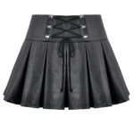 roxanne black faux leather buckle gothic skater skirt by dark in love