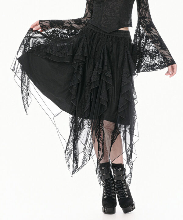 nocturne gothic black lace & mesh witchy skirt