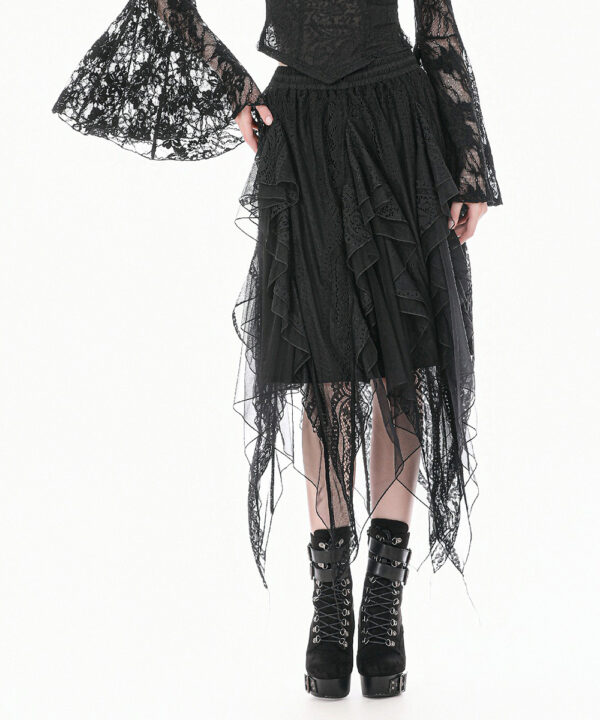 nocturne gothic black lace & mesh witchy skirt