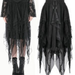 nocturne gothic black lace & mesh witchy skirt