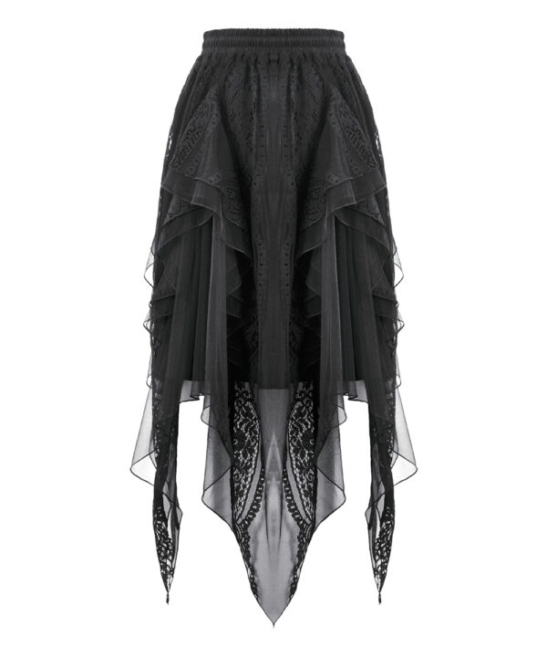nocturne gothic black lace & mesh witchy skirt