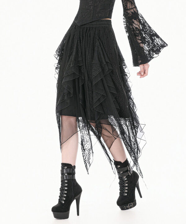nocturne gothic black lace & mesh witchy skirt