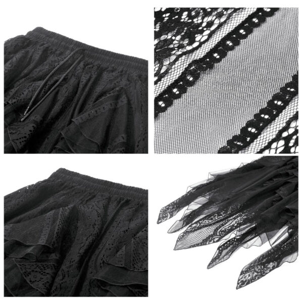 nocturne gothic black lace & mesh witchy skirt