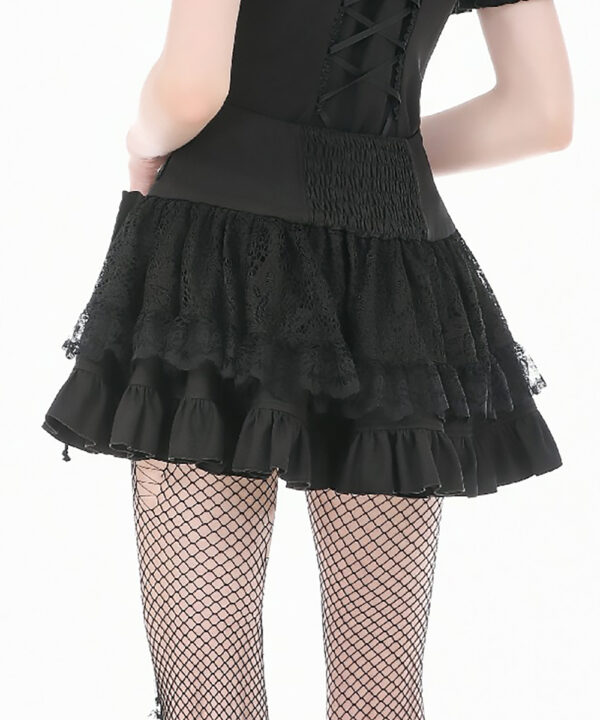 florence gothic black lace ruffle mini skirt with buckles by dark in love