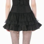 florence gothic black lace ruffle mini skirt with buckles by dark in love