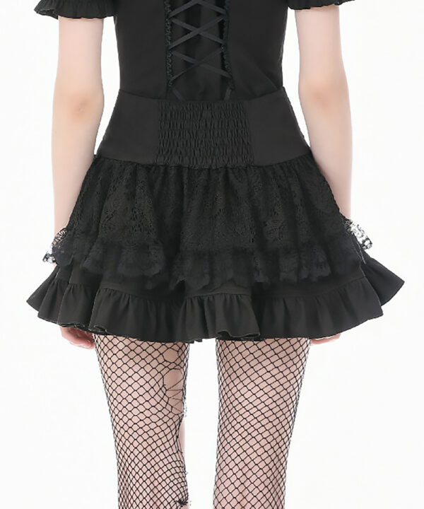 florence gothic black lace ruffle mini skirt with buckles by dark in love