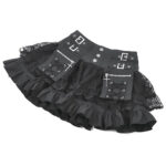florence gothic black lace ruffle mini skirt with buckles by dark in love