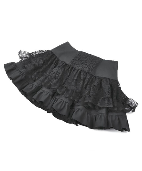 florence gothic black lace ruffle mini skirt with buckles by dark in love