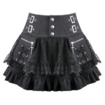 florence gothic black lace ruffle mini skirt with buckles by dark in love