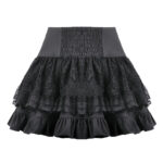 florence gothic black lace ruffle mini skirt with buckles by dark in love