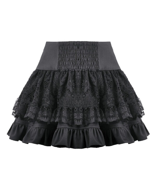 florence gothic black lace ruffle mini skirt with buckles by dark in love
