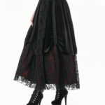 matilda gothic red & black velvet & lace long skirt by dark in love
